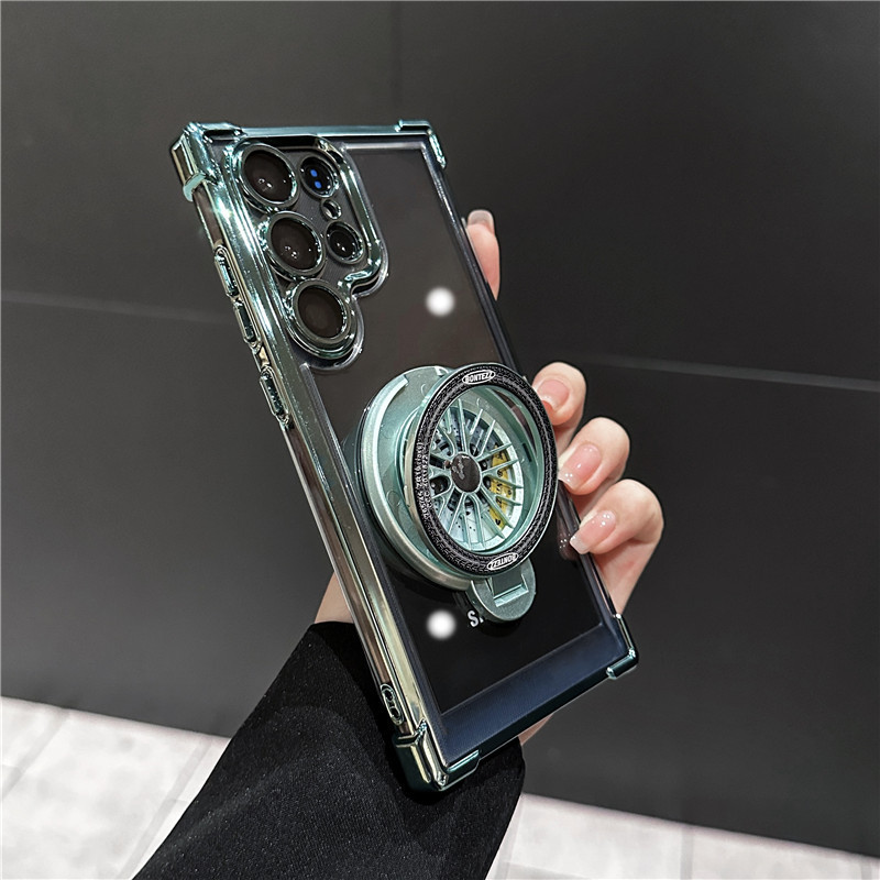 Samsung Galaxy Galwanizowane Czterokątne Obrotowe Etui na Telefon z Żyroskopem Anty-upadkowym Z Magnetycznym Uchwytem