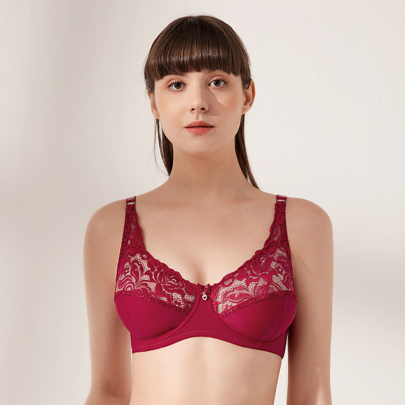Triumph - Σέξι Triumph Ultra Thin Sheer Hollow Out Lace Push Up Bra 【M-6XL】