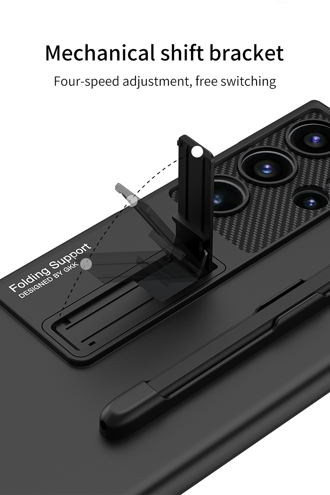 Mroźny niewidoczny uchwyt ochronny na telefon z etui na długopis i rysikiem do Samsung Galaxy S24 S23 Ultra Plus