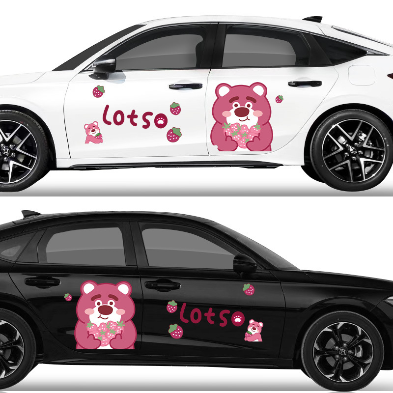 Αυτοκόλλητο Strawberry Bear Cartoon Cute Cartoon Body Latte Scratch Car Scratch που καλύπτει Αυτοκόλλητο Strawberry Bear Car Διακοσμητικό αυτοκόλλητο