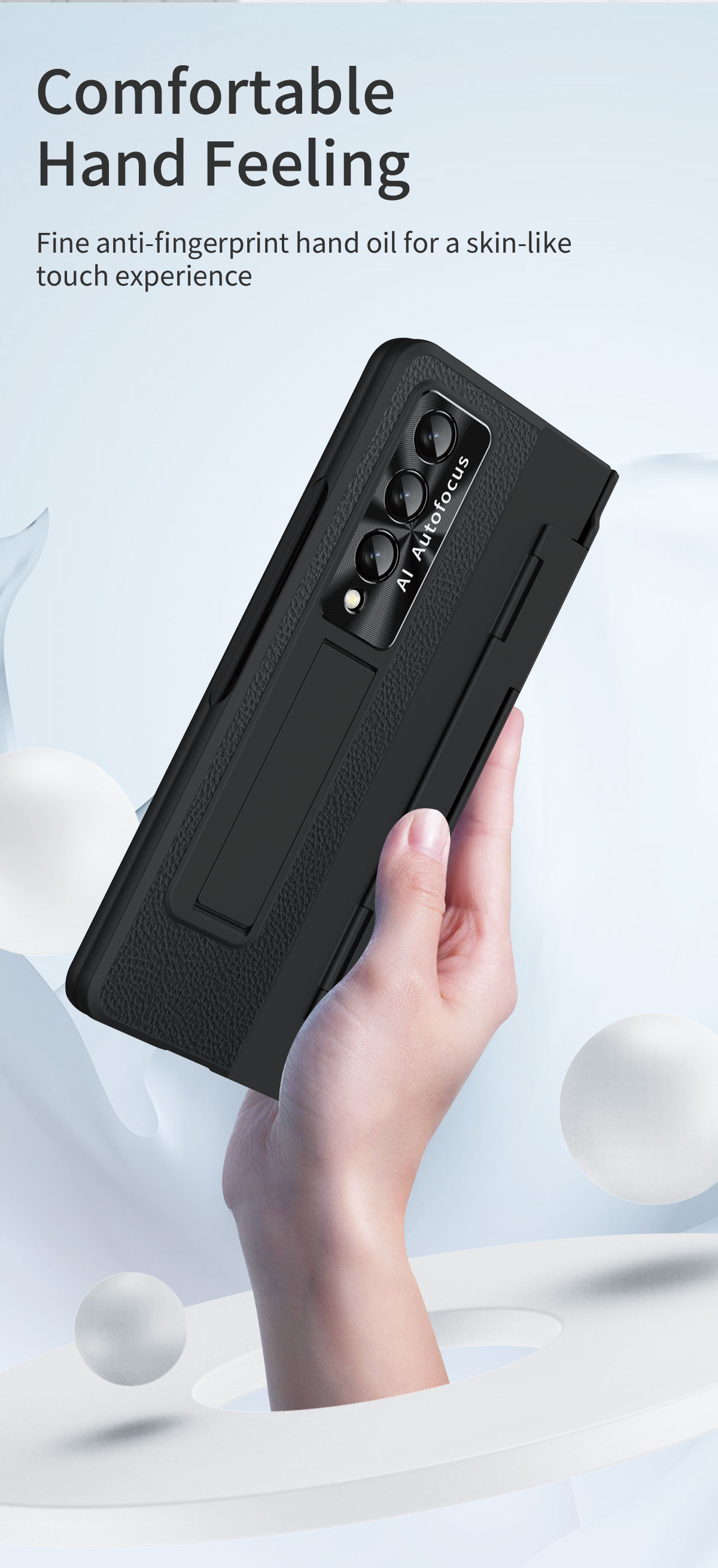 Luksusowa skórzana magnetyczna obudowa z uchwytem galwanicznym do telefonu Galaxy Z Fold3/4/5/6 ze szklanym ekranem z tyłu