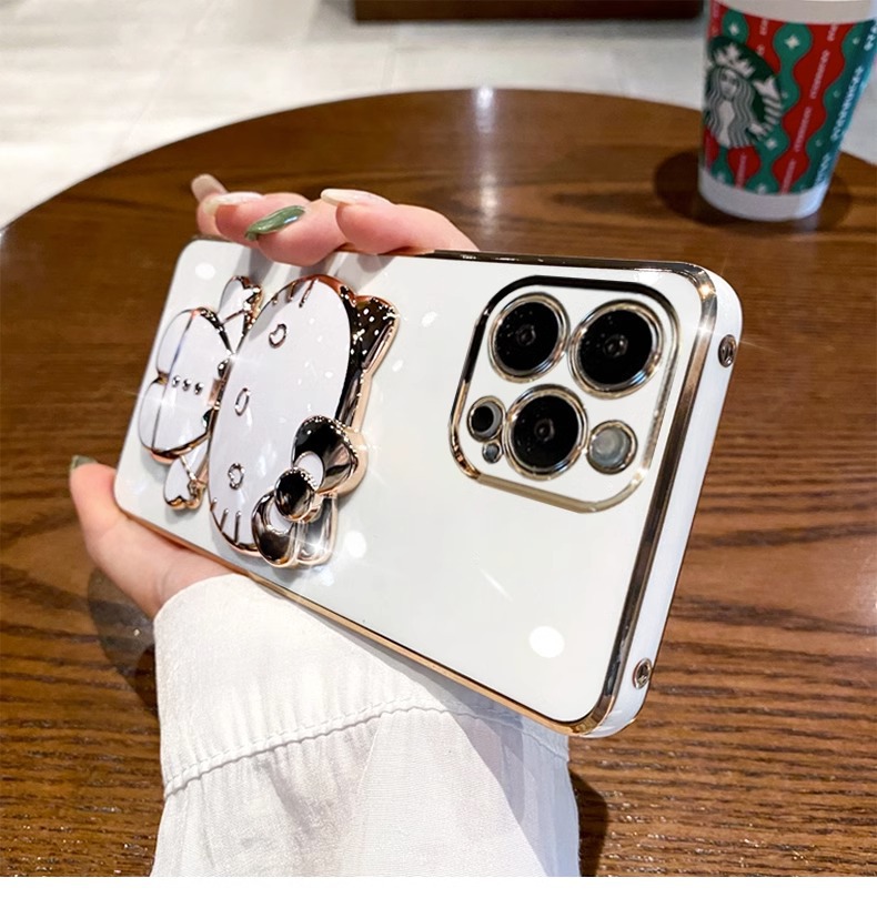 Κατάλληλο για θήκη κινητού iPhone15, θήκη γάτας με ηλεκτρολύτη, καθρέφτη μακιγιάζ, Apple 14Promax