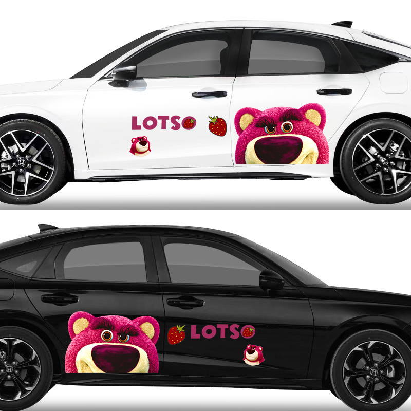 Αυτοκόλλητο Strawberry Bear Cartoon Cute Cartoon Body Latte Scratch Car Scratch που καλύπτει Αυτοκόλλητο Strawberry Bear Car Διακοσμητικό αυτοκόλλητο
