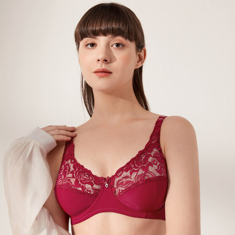 Triumph - Σέξι Triumph Ultra Thin Sheer Hollow Out Lace Push Up Bra 【M-6XL】
