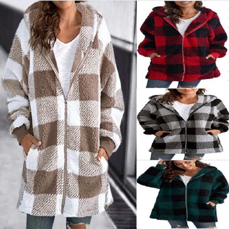 Γυναικείο Oversized Hoodie καρό φαρδύ πανωφόρι
