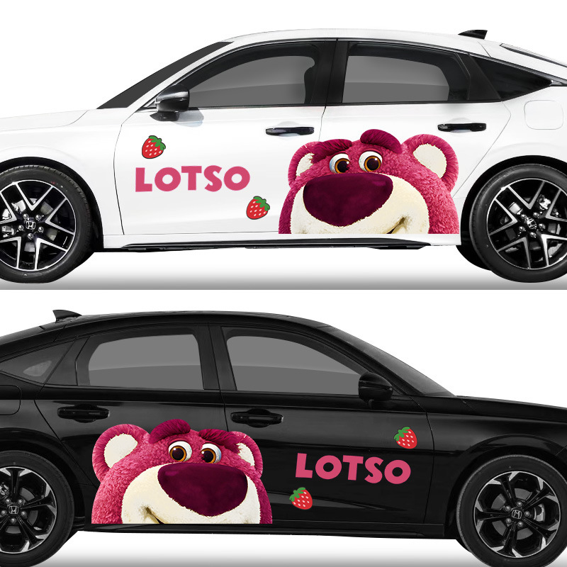 Αυτοκόλλητο Strawberry Bear Cartoon Cute Cartoon Body Latte Scratch Car Scratch που καλύπτει Αυτοκόλλητο Strawberry Bear Car Διακοσμητικό αυτοκόλλητο