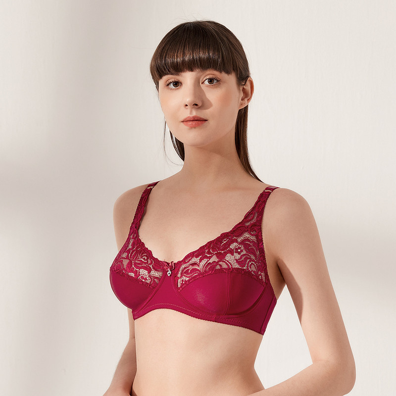 Triumph - Σέξι Triumph Ultra Thin Sheer Hollow Out Lace Push Up Bra 【M-6XL】