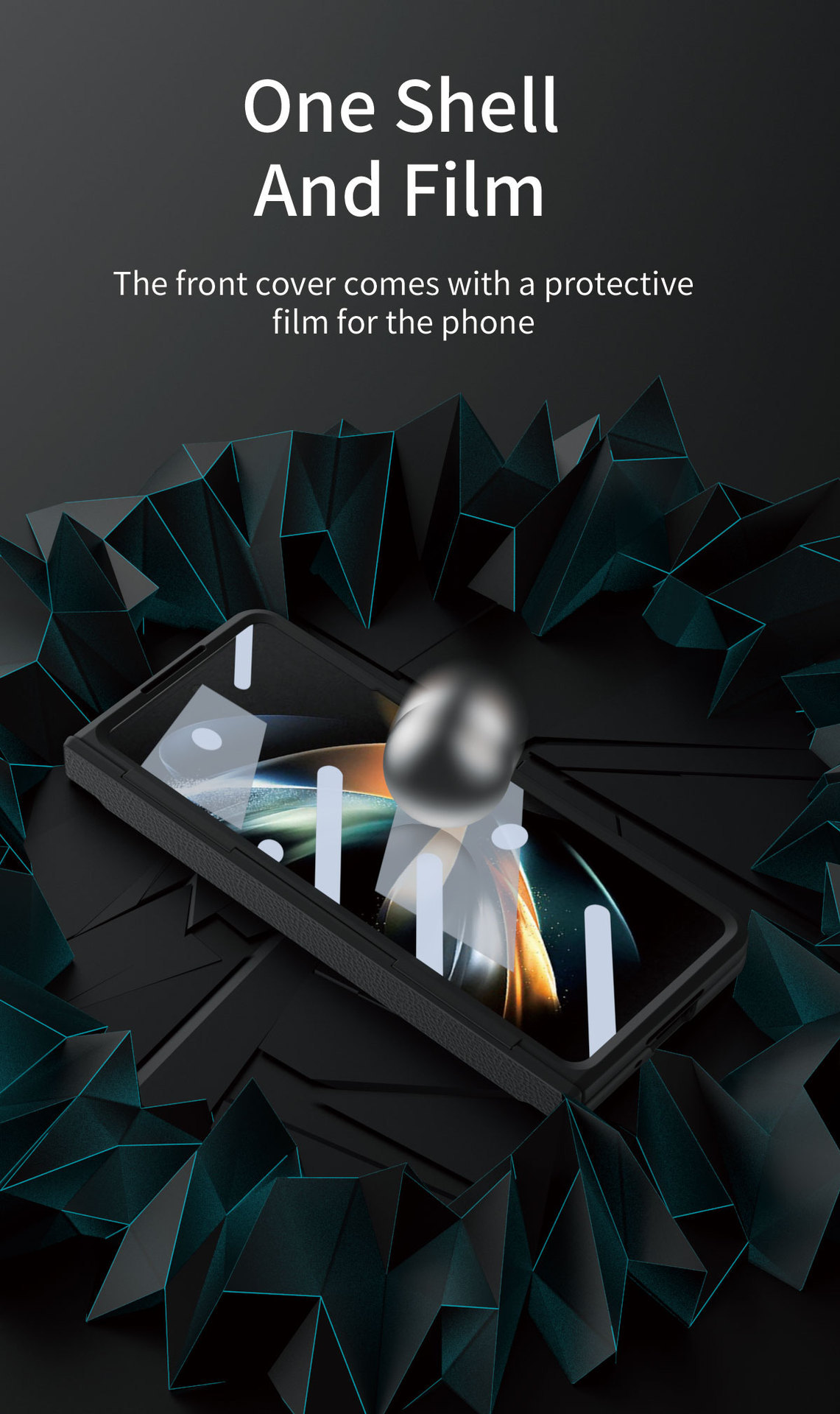 Luksusowa skórzana magnetyczna obudowa z uchwytem galwanicznym do telefonu Galaxy Z Fold3/4/5/6 ze szklanym ekranem z tyłu