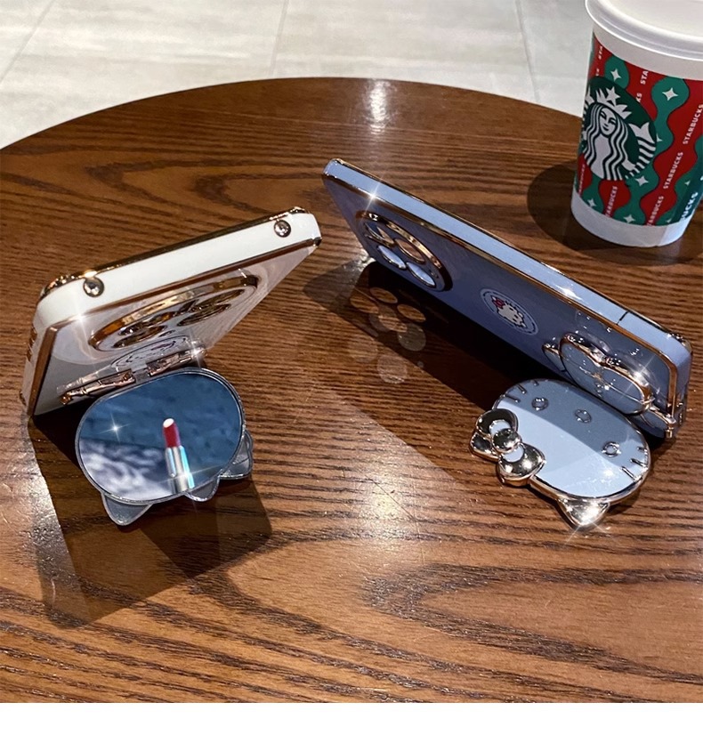 Κατάλληλο για θήκη κινητού iPhone15, θήκη γάτας με ηλεκτρολύτη, καθρέφτη μακιγιάζ, Apple 14Promax