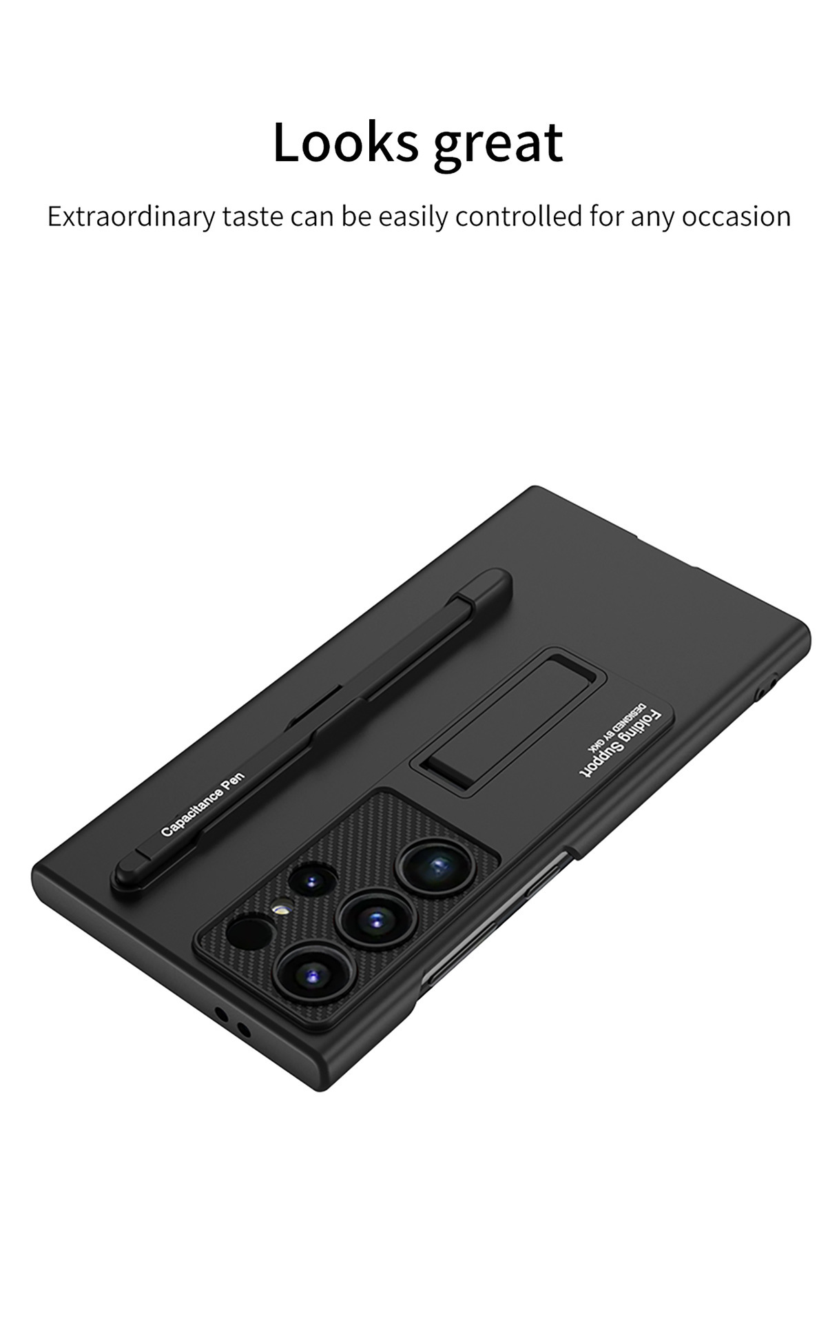 Mroźny niewidoczny uchwyt ochronny na telefon z etui na długopis i rysikiem do Samsung Galaxy S24 S23 Ultra Plus