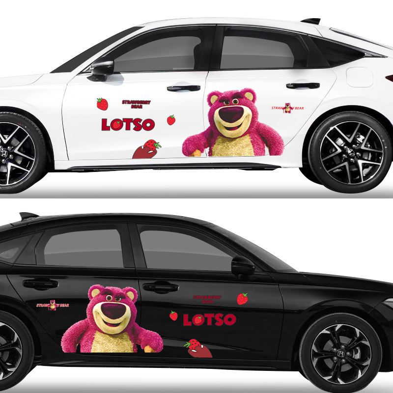 Αυτοκόλλητο Strawberry Bear Cartoon Cute Cartoon Body Latte Scratch Car Scratch που καλύπτει Αυτοκόλλητο Strawberry Bear Car Διακοσμητικό αυτοκόλλητο