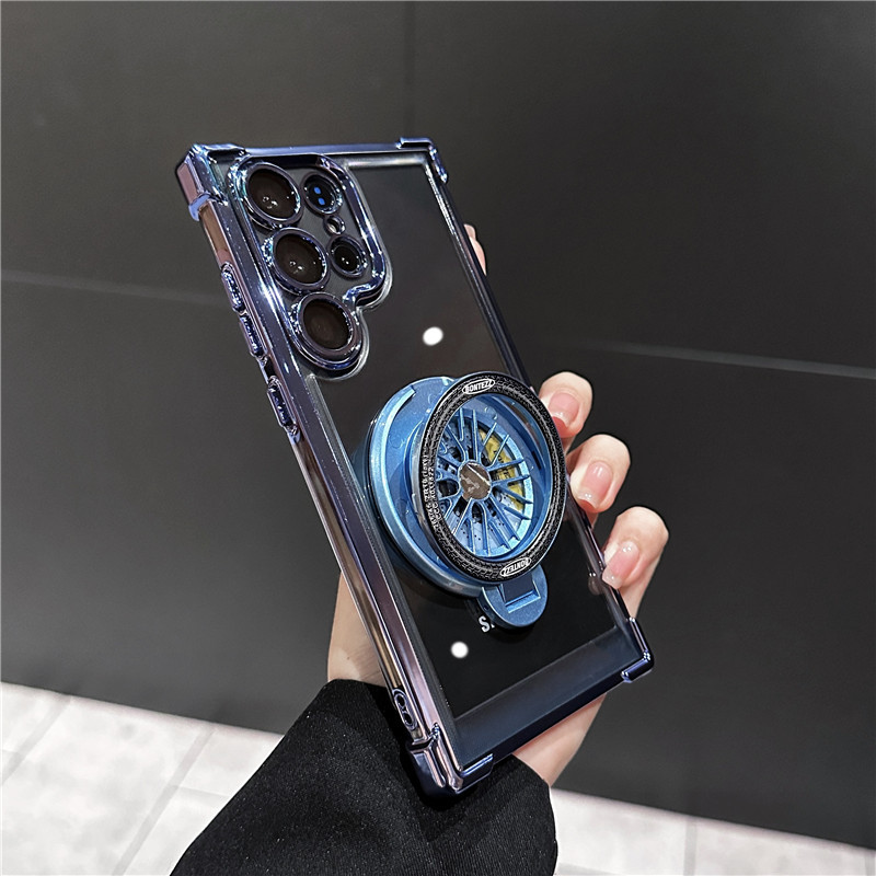 Samsung Galaxy Galwanizowane Czterokątne Obrotowe Etui na Telefon z Żyroskopem Anty-upadkowym Z Magnetycznym Uchwytem