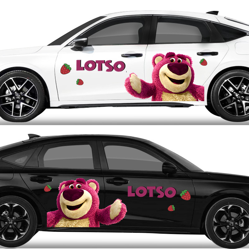 Morango urso dos desenhos animados adesivo bonito dos desenhos animado