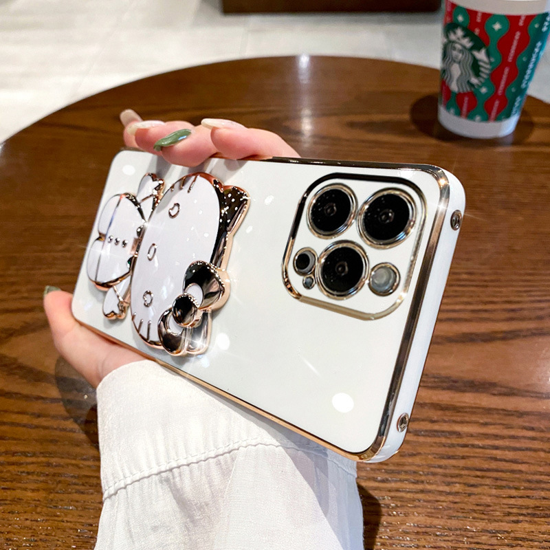 Κατάλληλο για θήκη κινητού iPhone15, θήκη γάτας με ηλεκτρολύτη, καθρέφτη μακιγιάζ, Apple 14Promax