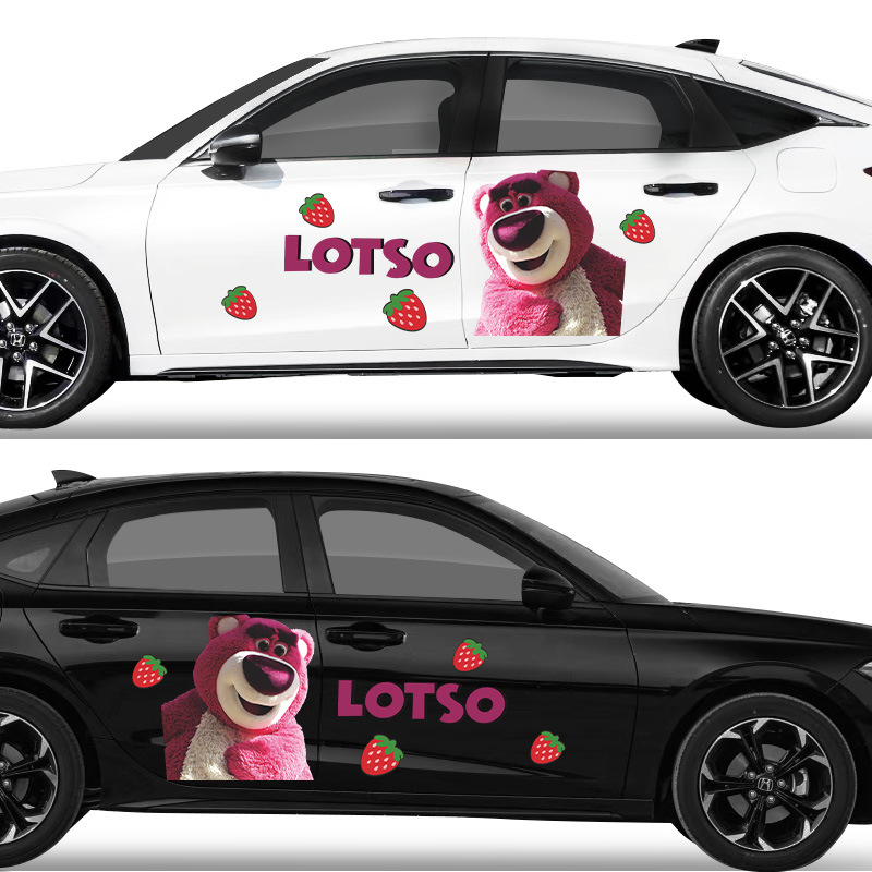 Αυτοκόλλητο Strawberry Bear Cartoon Cute Cartoon Body Latte Scratch Car Scratch που καλύπτει Αυτοκόλλητο Strawberry Bear Car Διακοσμητικό αυτοκόλλητο