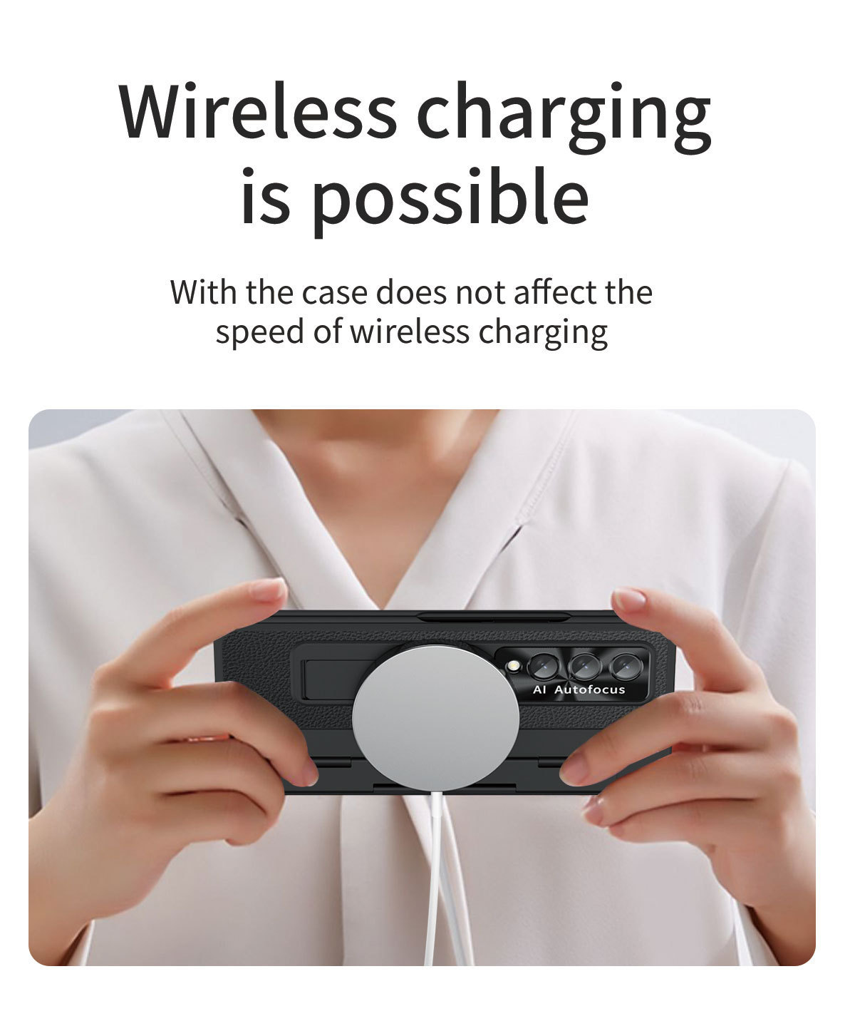 Luksusowa skórzana magnetyczna obudowa z uchwytem galwanicznym do telefonu Galaxy Z Fold3/4/5/6 ze szklanym ekranem z tyłu