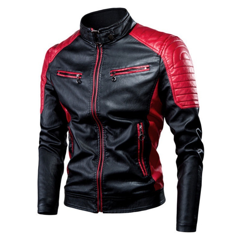 Jacheta de piele de motocicletă casual de toamnă și iarnă moda bărbați