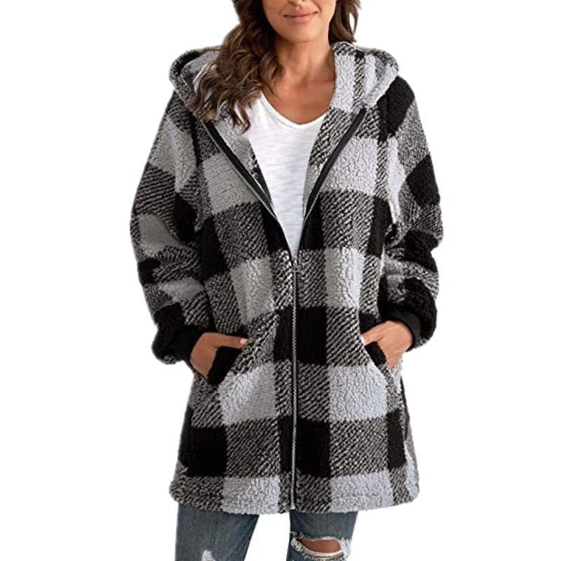 Γυναικείο Oversized Hoodie καρό φαρδύ πανωφόρι