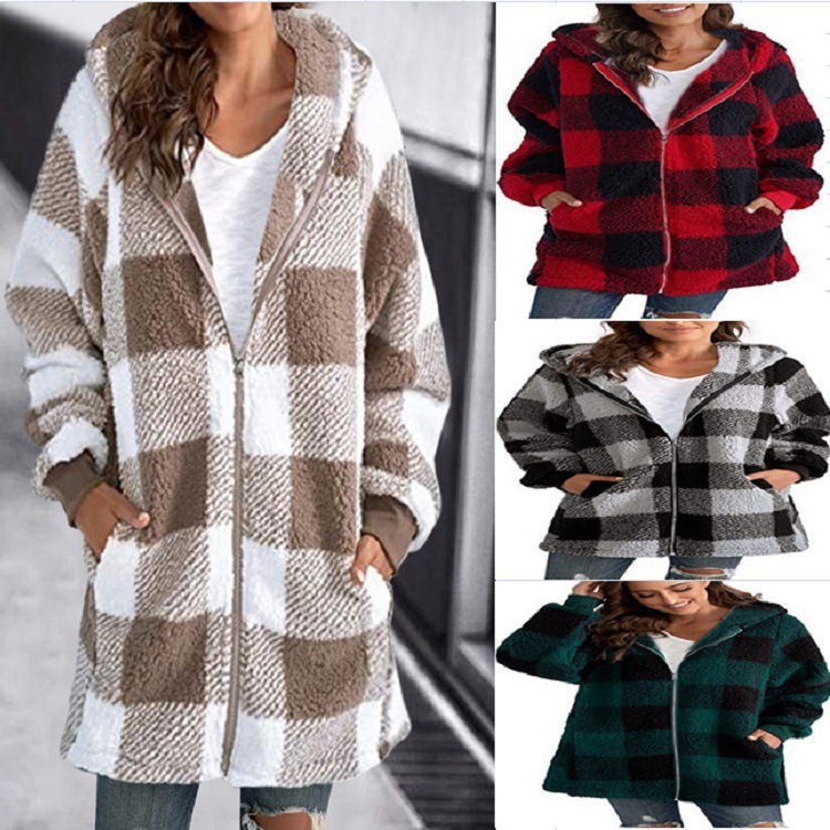 Γυναικείο Oversized Hoodie καρό φαρδύ πανωφόρι