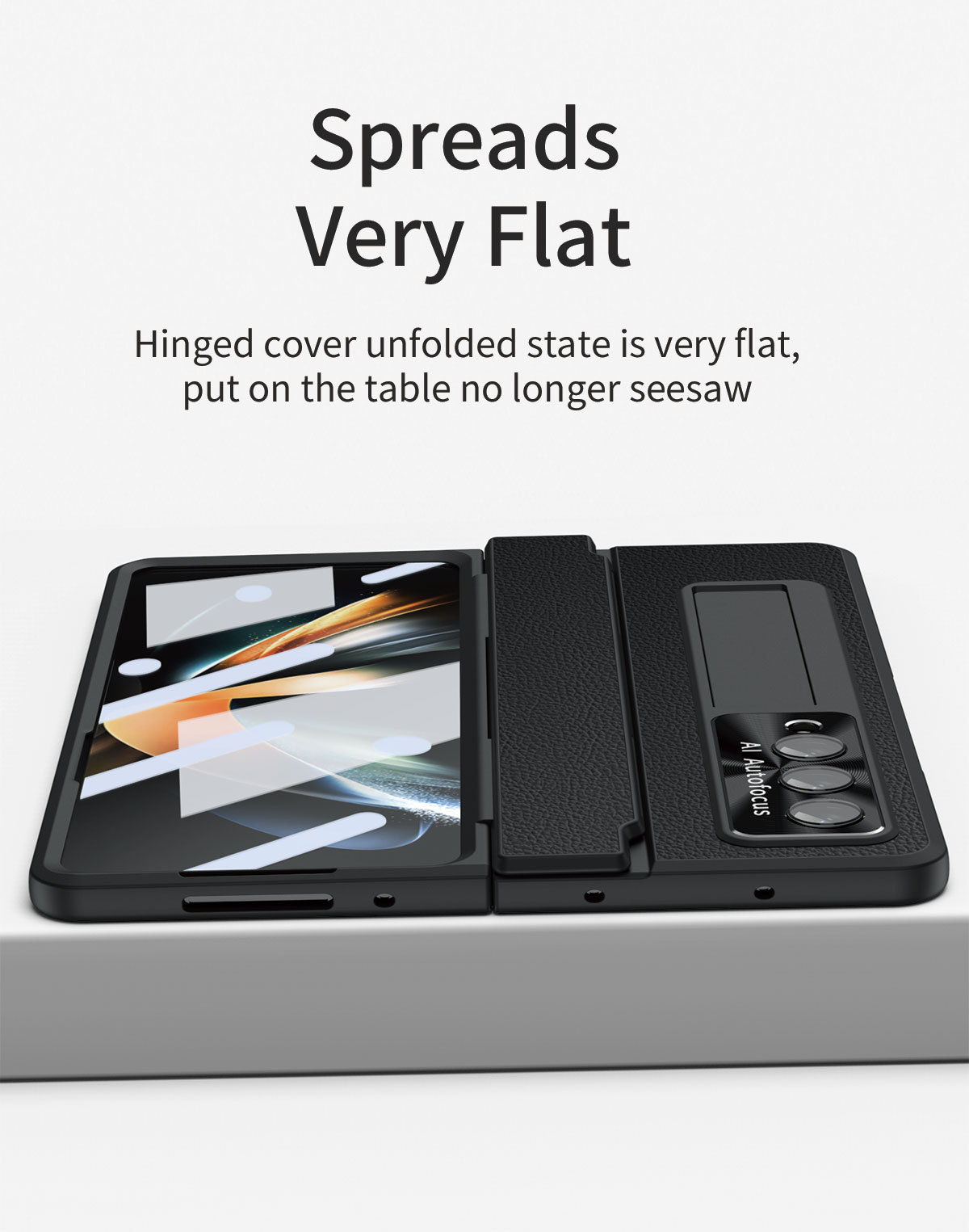 Luksusowa skórzana magnetyczna obudowa z uchwytem galwanicznym do telefonu Galaxy Z Fold3/4/5/6 ze szklanym ekranem z tyłu