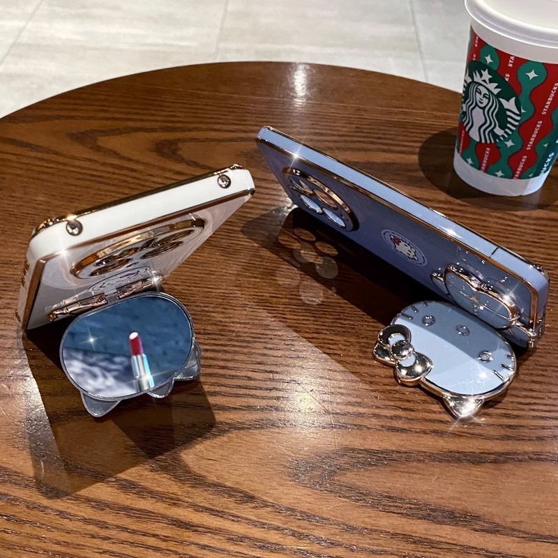 Κατάλληλο για θήκη κινητού iPhone15, θήκη γάτας με ηλεκτρολύτη, καθρέφτη μακιγιάζ, Apple 14Promax