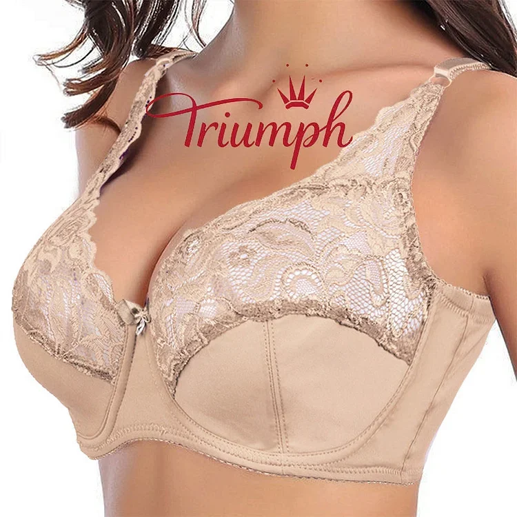 Triumph - Σέξι Triumph Ultra Thin Sheer Hollow Out Lace Push Up Bra 【M-6XL】