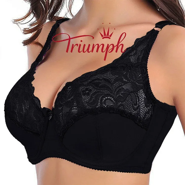 Triumph - Σέξι Triumph Ultra Thin Sheer Hollow Out Lace Push Up Bra 【M-6XL】