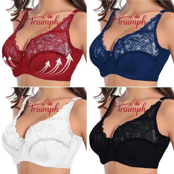 Triumph - Σέξι Triumph Ultra Thin Sheer Hollow Out Lace Push Up Bra 【M-6XL】