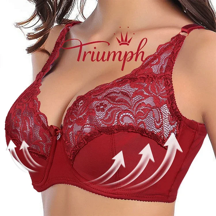 Triumph - Σέξι Triumph Ultra Thin Sheer Hollow Out Lace Push Up Bra 【M-6XL】