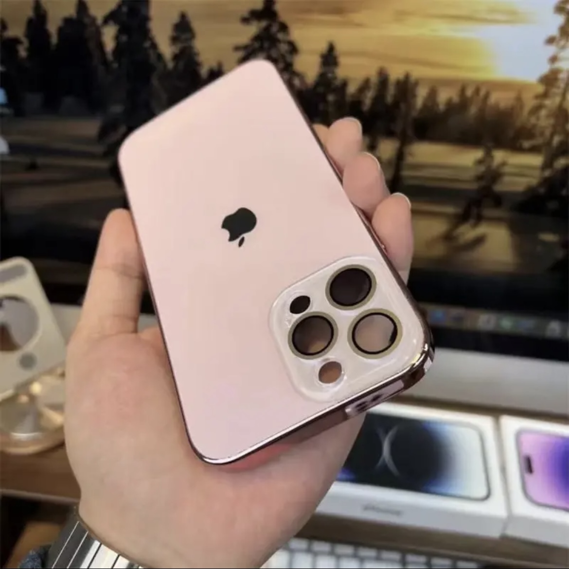 Προστατευτική θήκη iPhone από ηλεκτρολυμένη ματ ακρυλική γυάλινη επιφάνεια