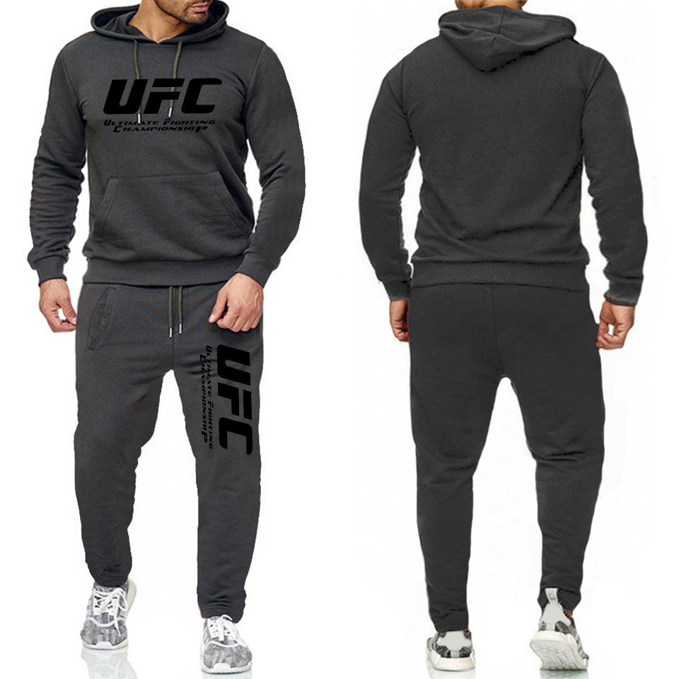 Ευρωπαϊκό και αμερικανικό casual hoodie MMA αθλητικό πουλόβερ UFC δύο τεμαχίων ανδρικό και γυναικείο φθινόπωρο και χειμώνα πουλόβερ φλις πουλόβερ παντελόνι ανδρικό κοστούμι