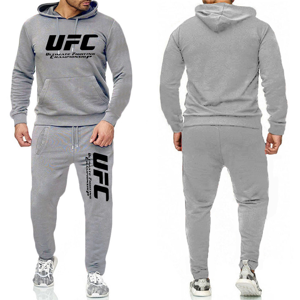 Ευρωπαϊκό και αμερικανικό casual hoodie MMA αθλητικό πουλόβερ UFC δύο τεμαχίων ανδρικό και γυναικείο φθινόπωρο και χειμώνα πουλόβερ φλις πουλόβερ παντελόνι ανδρικό κοστούμι