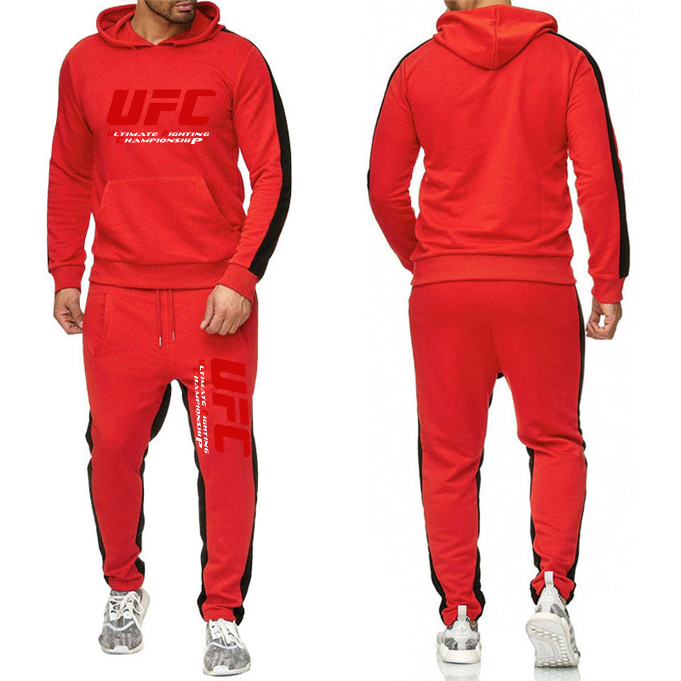 Ευρωπαϊκό και αμερικανικό casual hoodie MMA αθλητικό πουλόβερ UFC δύο τεμαχίων ανδρικό και γυναικείο φθινόπωρο και χειμώνα πουλόβερ φλις πουλόβερ παντελόνι ανδρικό κοστούμι
