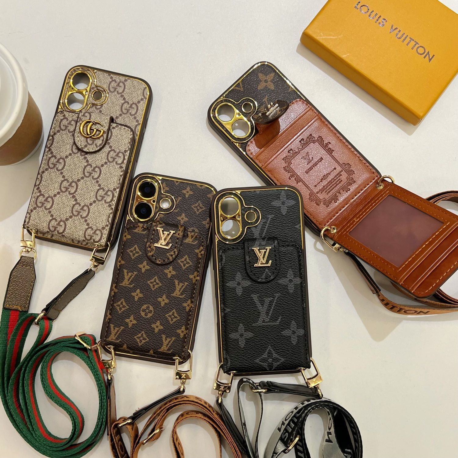 Etui na telefon komórkowy LV cross-body Apple 16 pro max iPhone 11/12/13/14 luksusowe 15Pro