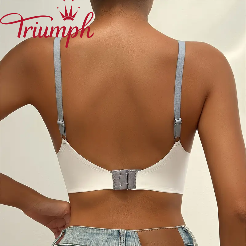 6 bucăți 🔥Sutien fără cusături Triumph - Mătase de gheață fără inele de oțel 【S-XL】 3 seturi (3 sutiene, 3 lenjerie intimă)