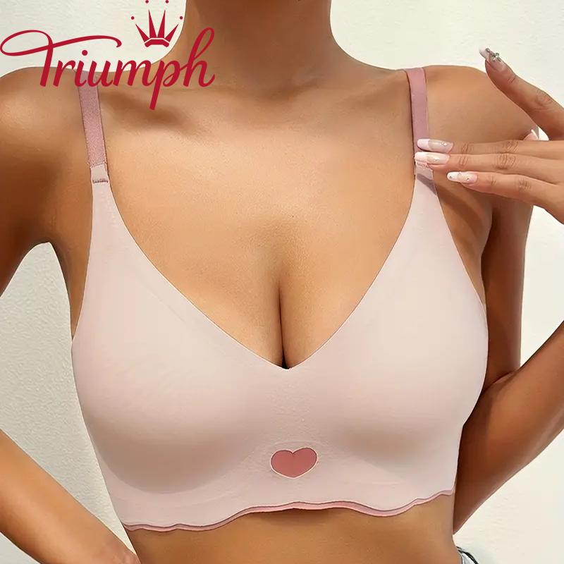 6 bucăți 🔥Sutien fără cusături Triumph - Mătase de gheață fără inele de oțel 【S-XL】 3 seturi (3 sutiene, 3 lenjerie intimă)