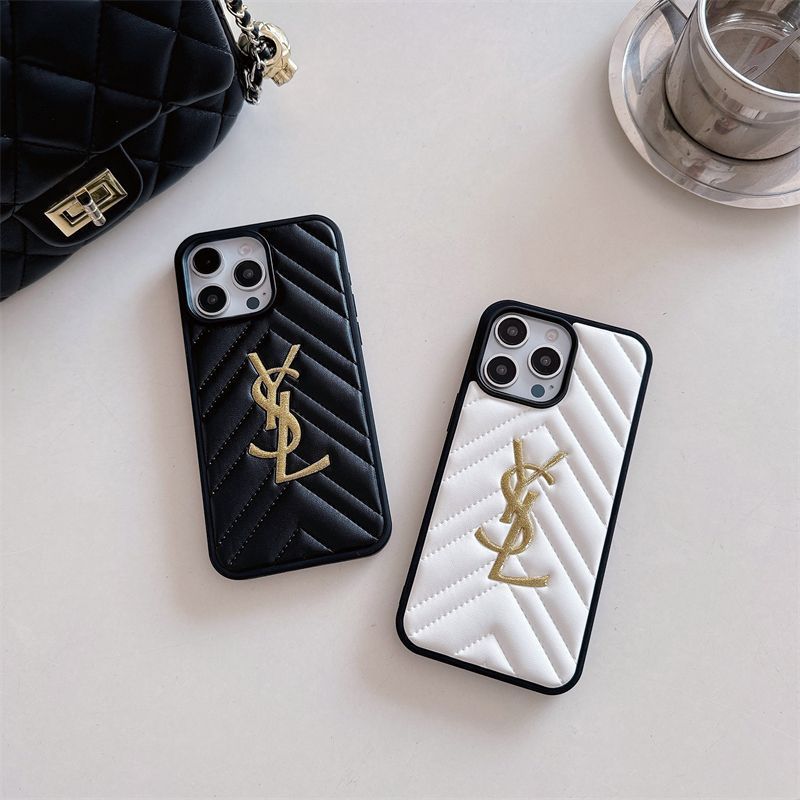 Luksusowa marka YSL brokatowa trójwymiarowa skórzana obudowa iPhone16 Apple 14proma damska 15/13/12 etui na telefon komórkowy