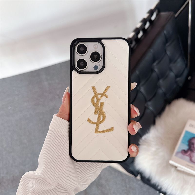 Luksusowa marka YSL brokatowa trójwymiarowa skórzana obudowa iPhone16 Apple 14proma damska 15/13/12 etui na telefon komórkowy