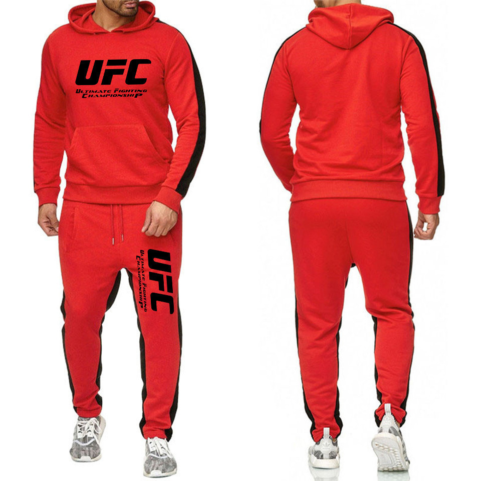 Ευρωπαϊκό και αμερικανικό casual hoodie MMA αθλητικό πουλόβερ UFC δύο τεμαχίων ανδρικό και γυναικείο φθινόπωρο και χειμώνα πουλόβερ φλις πουλόβερ παντελόνι ανδρικό κοστούμι