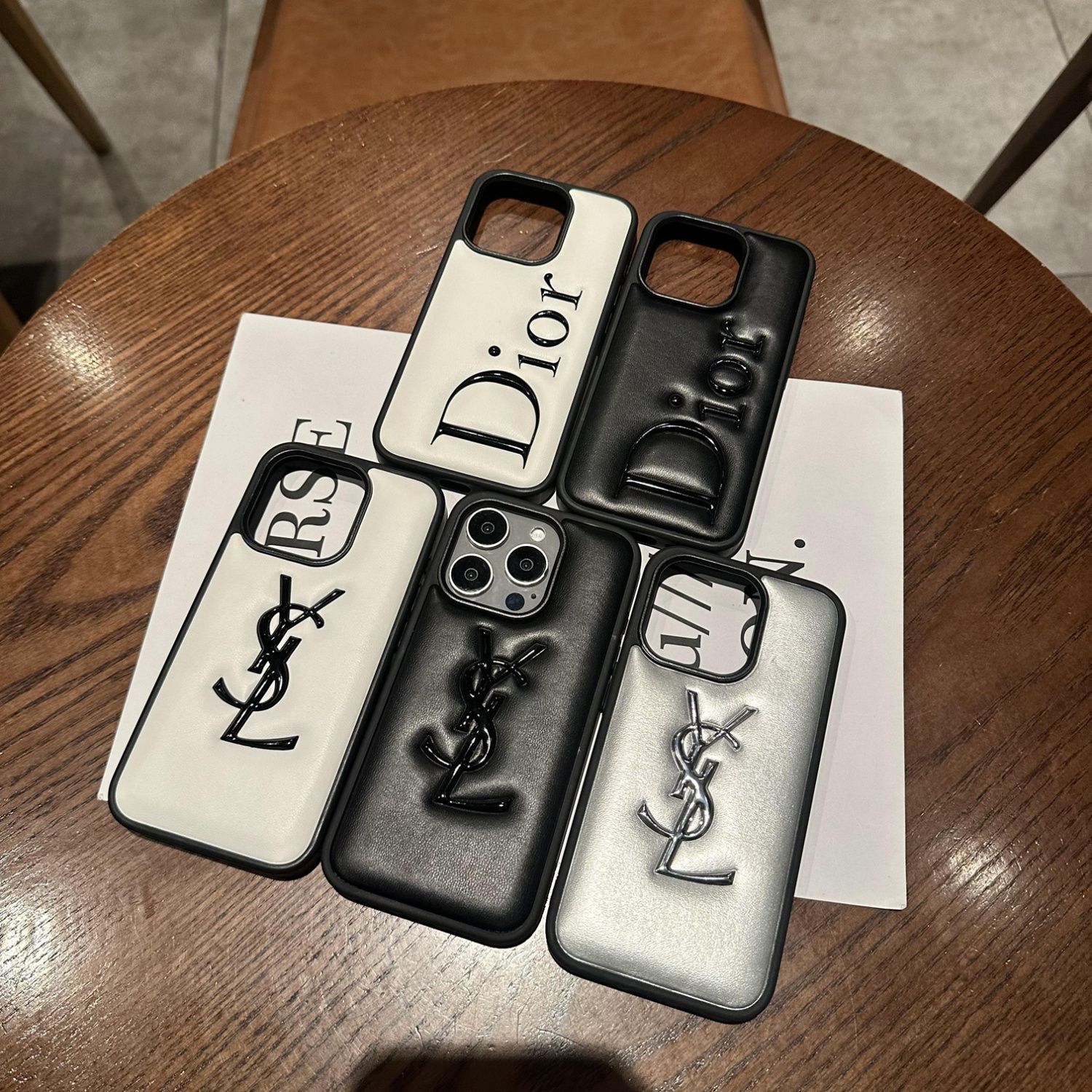 YSL wysokiej jakości skórzane etui na telefon komórkowy iPhone 16 odporne na upadek 15Pro zapobiegające upadkowi iPhone14Pro luksusowe etui dużej marki