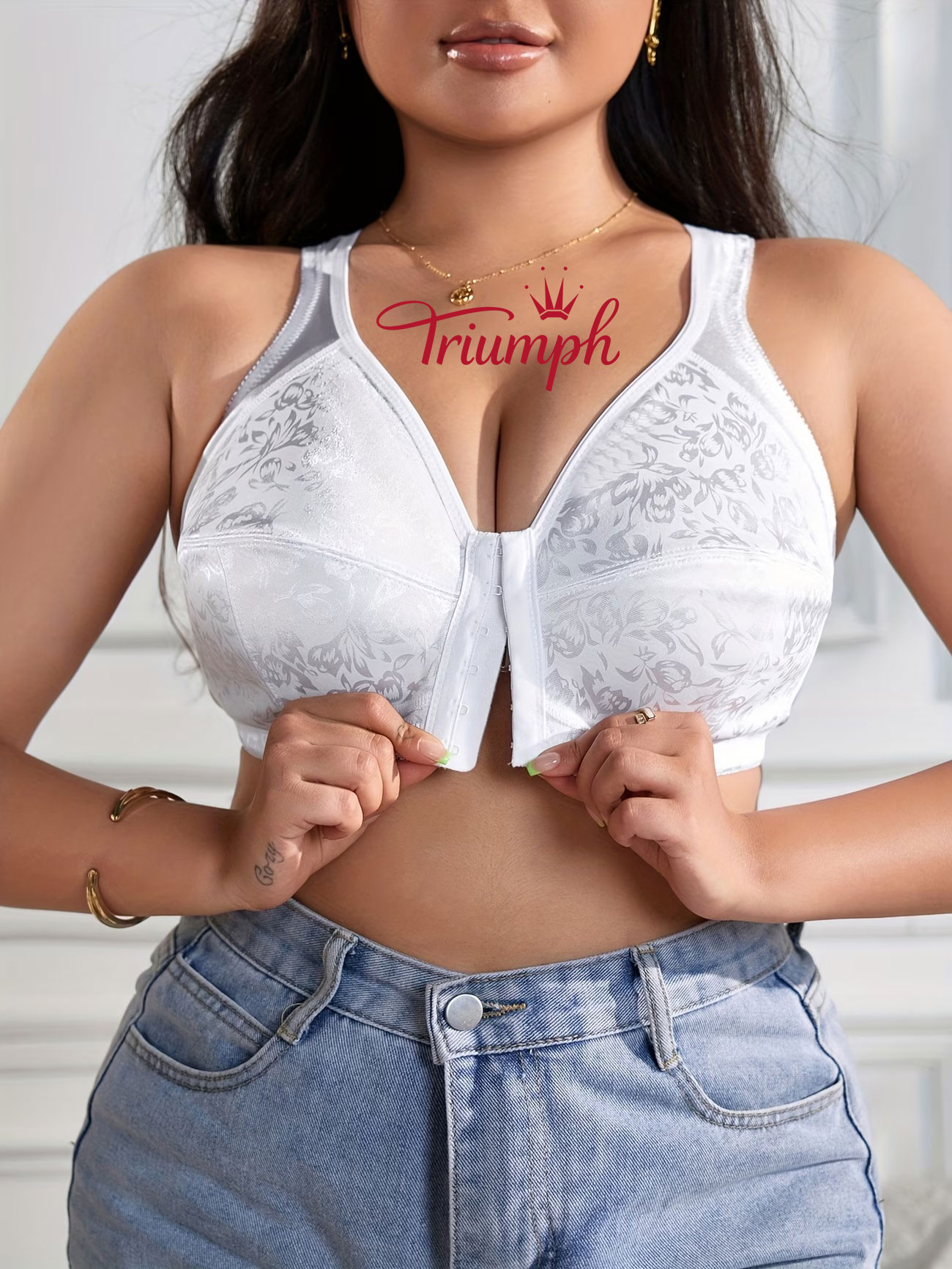 Triumph® 4 részes szett 🤍 Plus Size elöl nyitható, teljes kosaras, merevítő nélküli melltartó