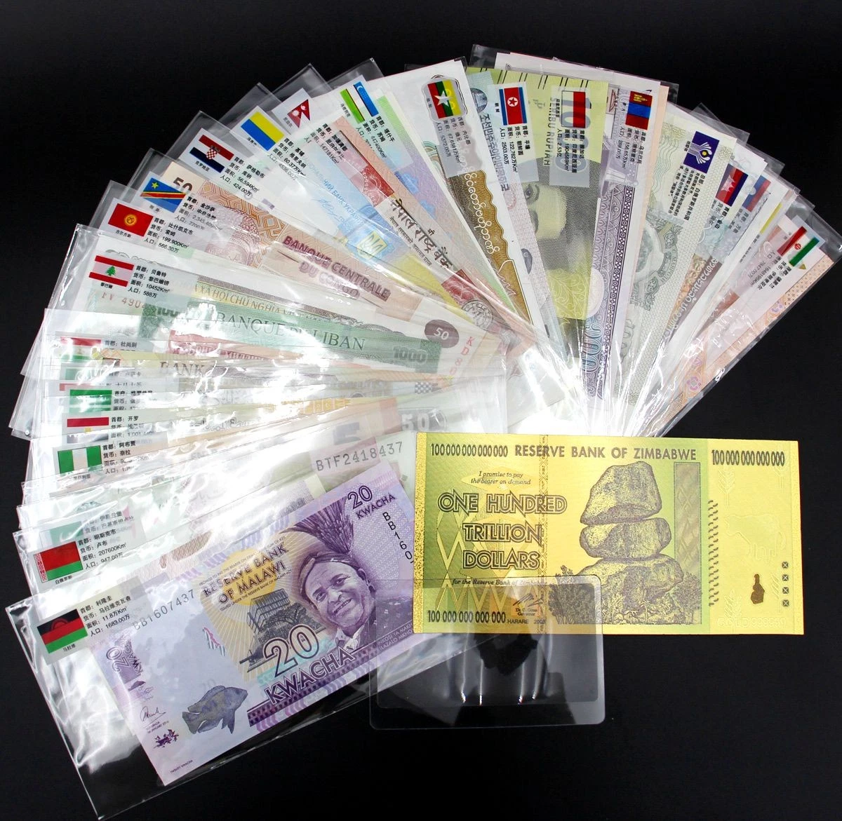52 Pcs Different World Banknotes Paper Money Foreign UNC Study Collection Gift