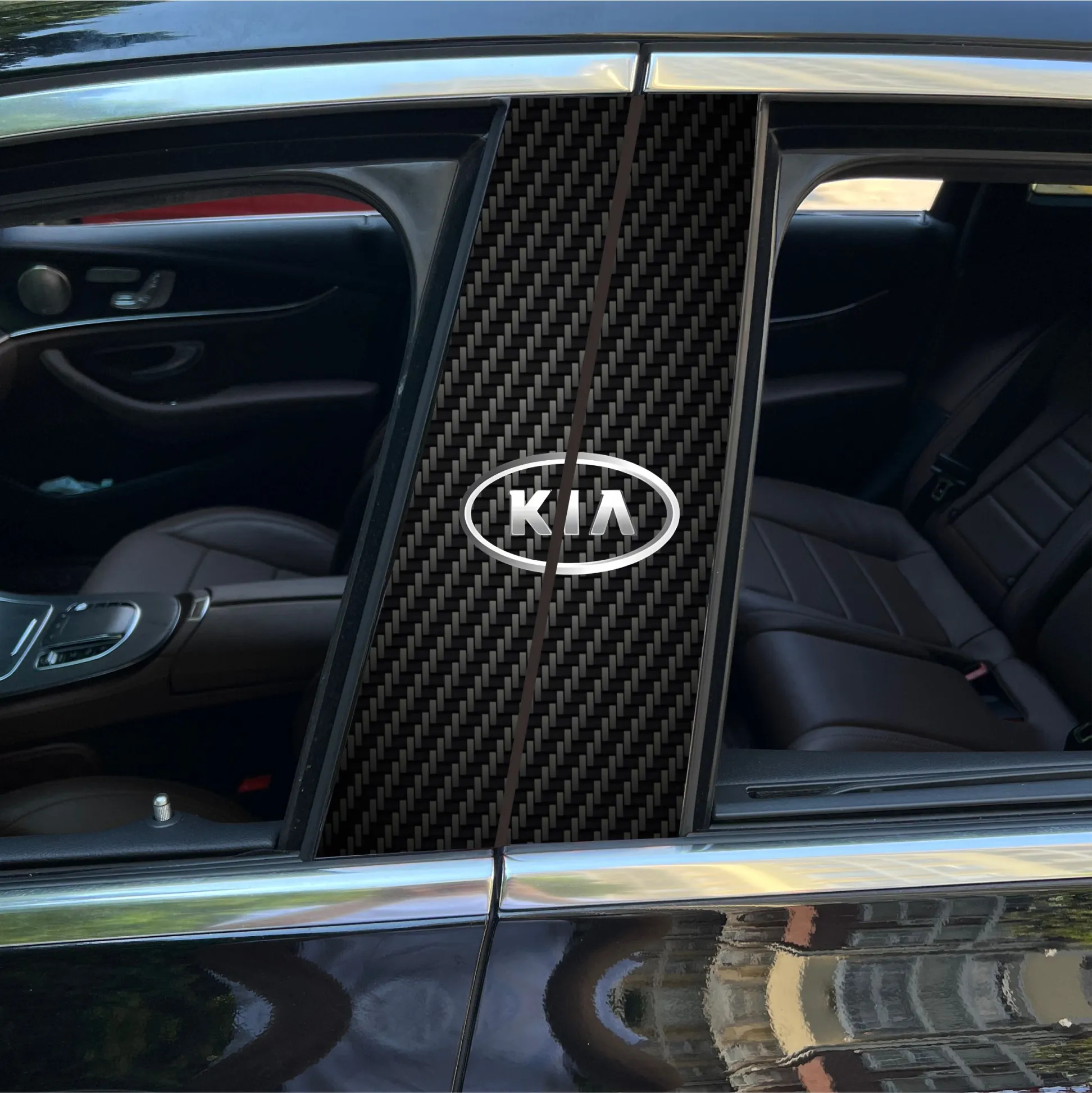 Naklejka na słupek środkowy samochodu z włókna węglowego (dostosowane logo samochodu)