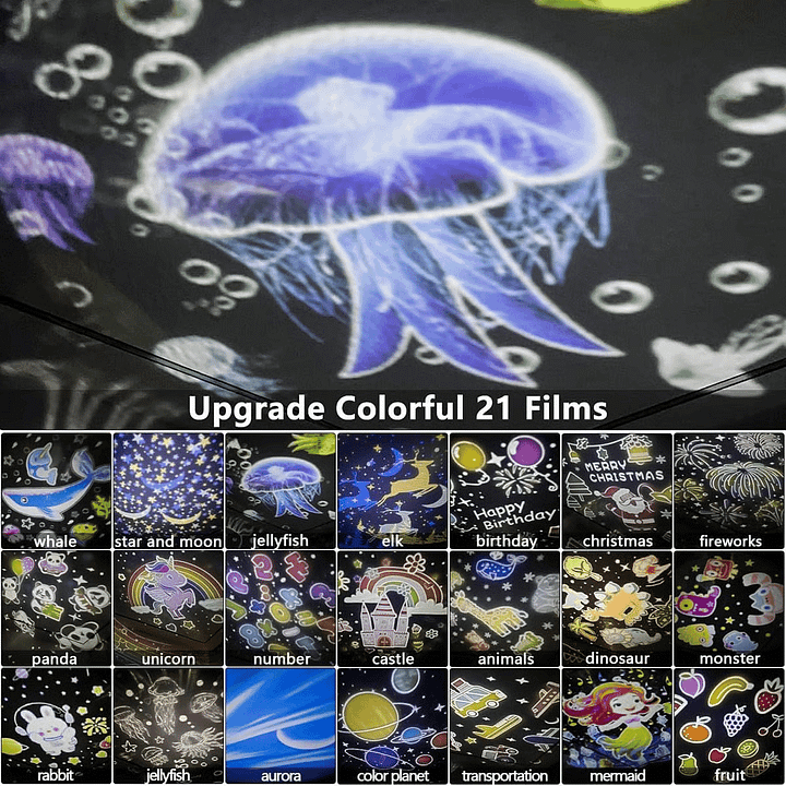 ⭐Φως Νυχτερινού Προβολέα για Παιδιά 15 Σετ Ταινιών🌙Φόρτιση Τύπου-C🔋