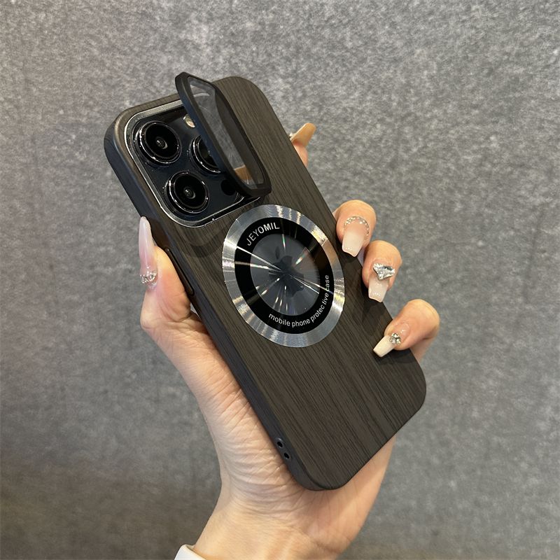 Μαγνητική θήκη τηλεφώνου Apple υψηλής ποιότητας από μασίφ ξύλο και στήριγμα φιλμ φακού, ολοκληρωμένη προστασία, μοντέρνα και μοντέρνα