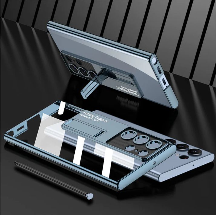 Electroplated transparent mobile phone case with invisible stand is suitable for all Samsung Galaxy S23 series!