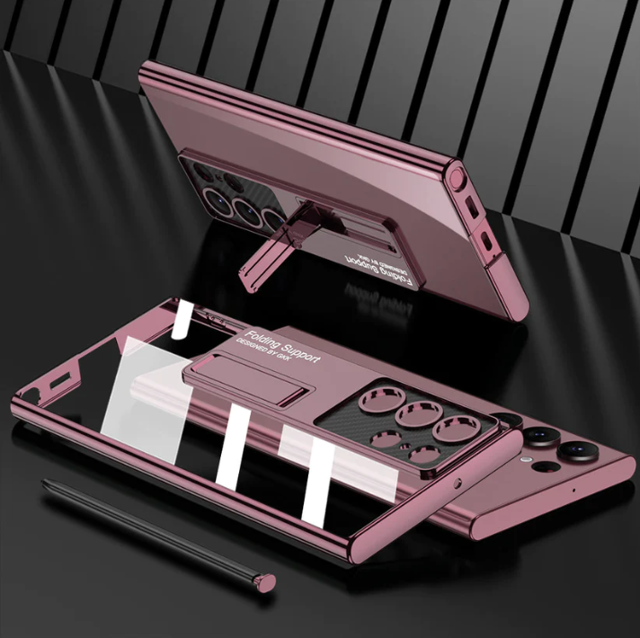 Electroplated transparent mobile phone case with invisible stand is suitable for all Samsung Galaxy S23 series!