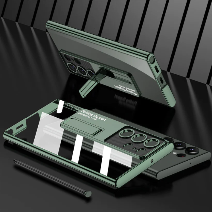 Electroplated transparent mobile phone case with invisible stand is suitable for all Samsung Galaxy S23 series!