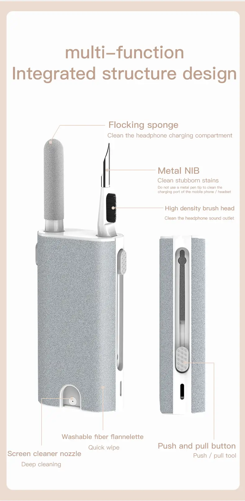 5 In 1 Electronics Headset Cleaning Kit Portable Keyboard Cleaning Brush Set Newly Upgraded Multifunctional Computer Headphone Cleaning Kit