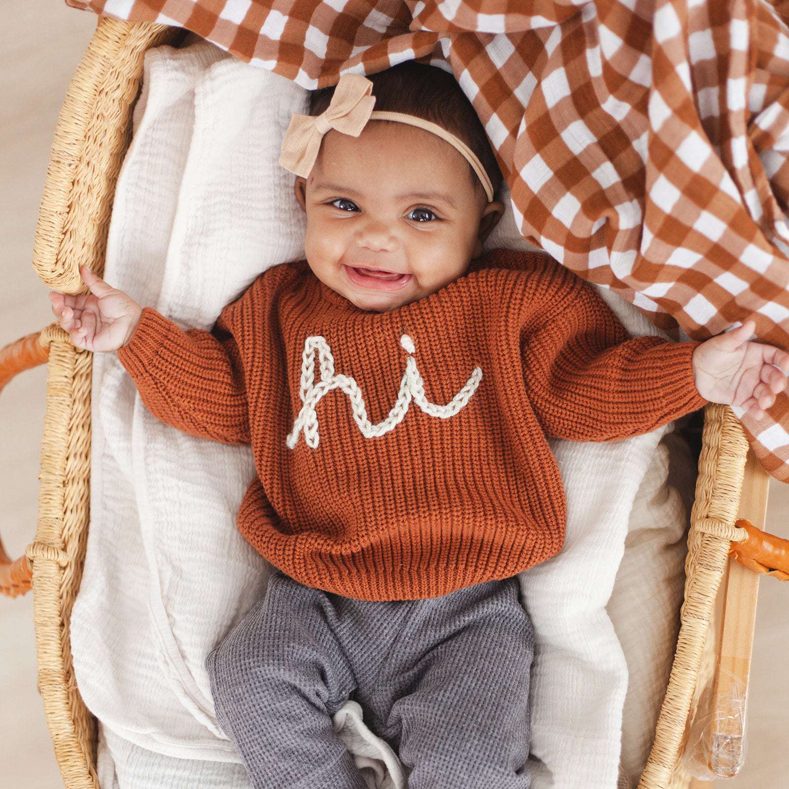 Custom Baby Sweater with HandEmbroidered Name & Monogram,Cute Baby Gi